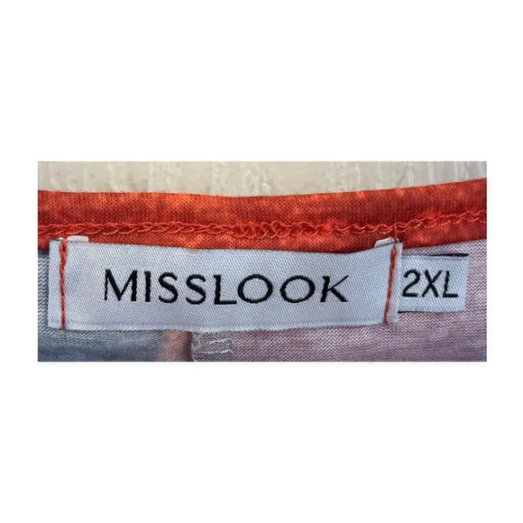Misslook Womens 2XL Red Colorful Geometric Print Boho Comfort Blouse - Picture 3 of 8